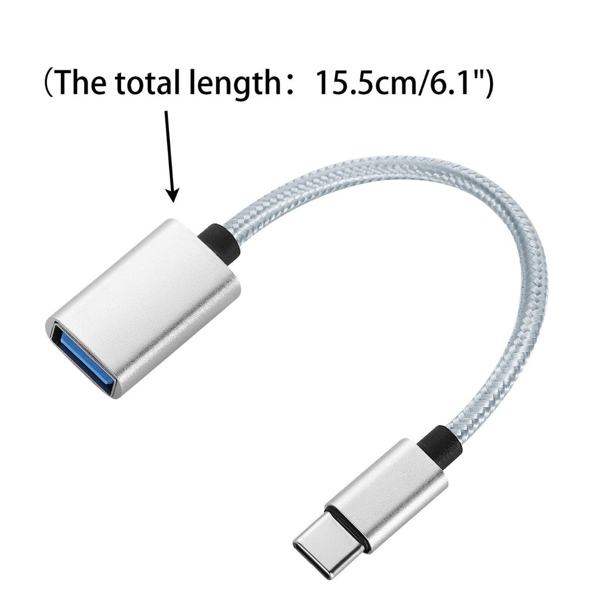 USB-C to USB 3.0 OTG Adapter Cable - 5Gbps High-Speed Data Transfer, White