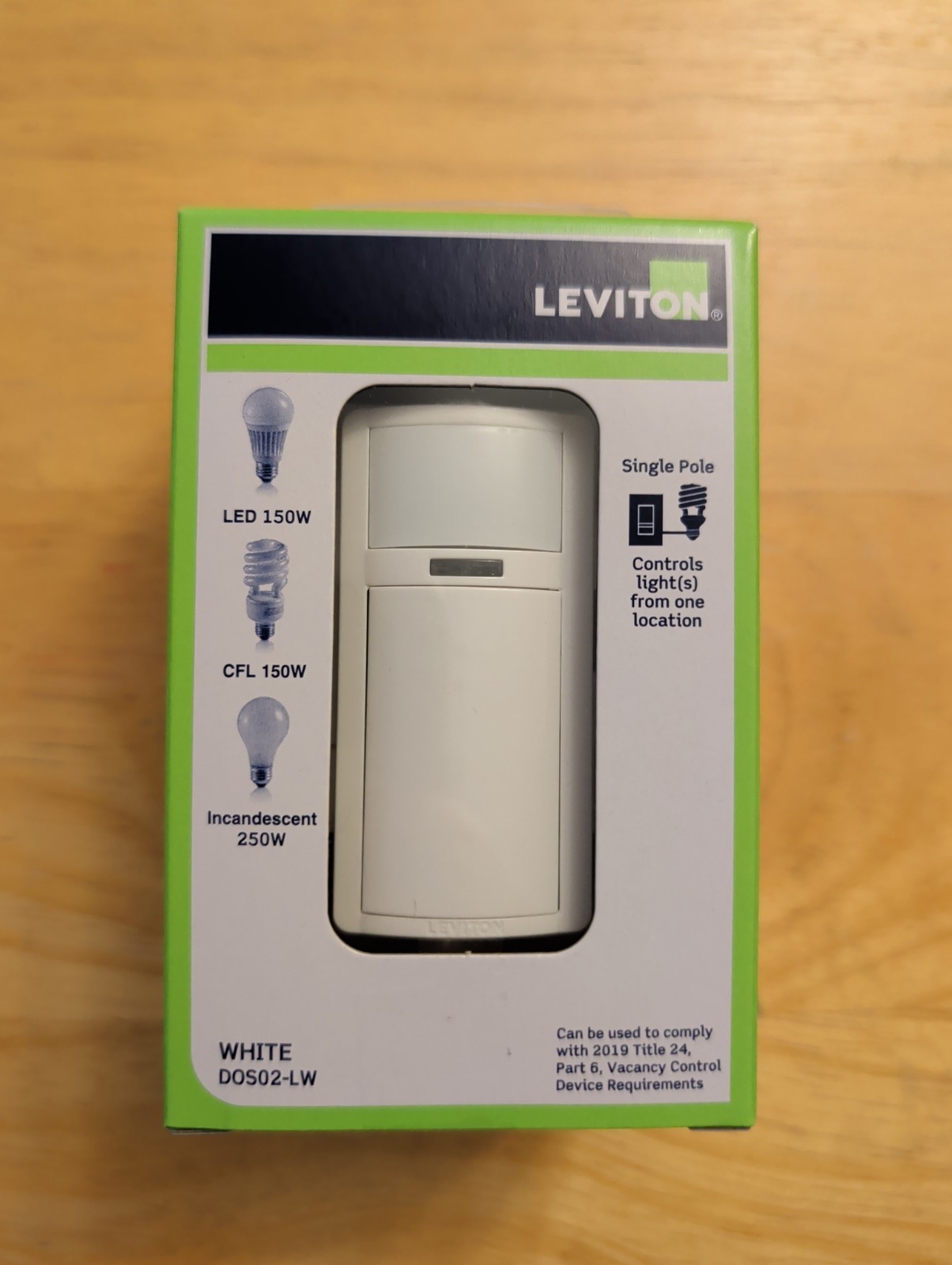 Leviton DOS02-LW 150W LED Single Pole White Motion Sensor Light Switch