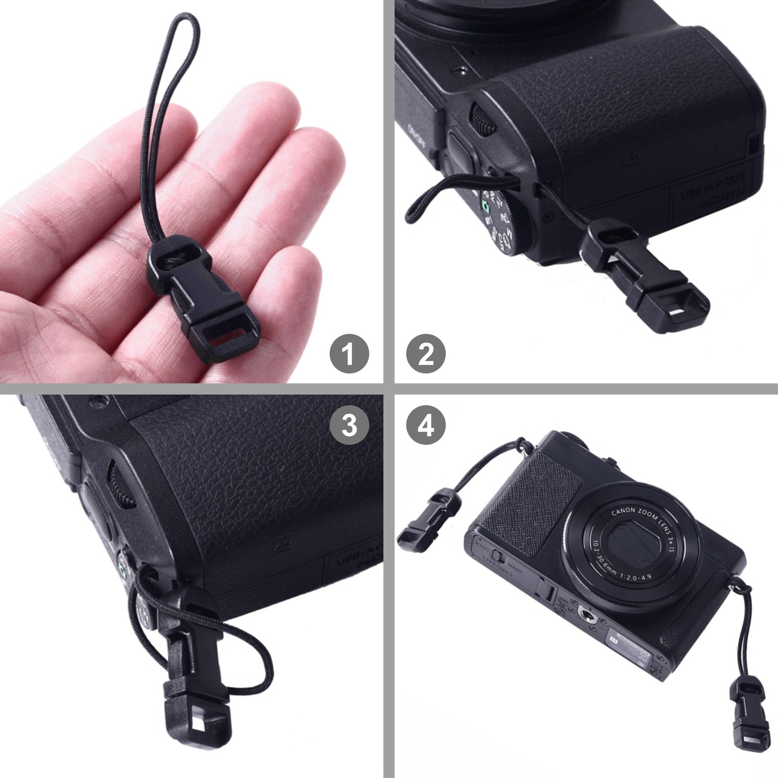 4 Pcs Black Quick Release Camera Strap Qd Loops Connector Adapter Camera Quick R
