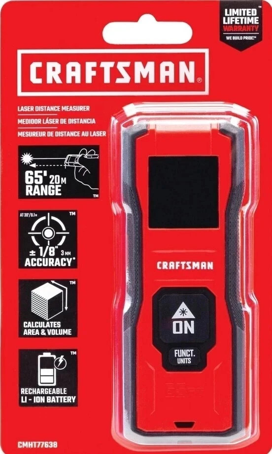 Craftsman Laser Distance Measurer 65'/20 M Range CMHT77638