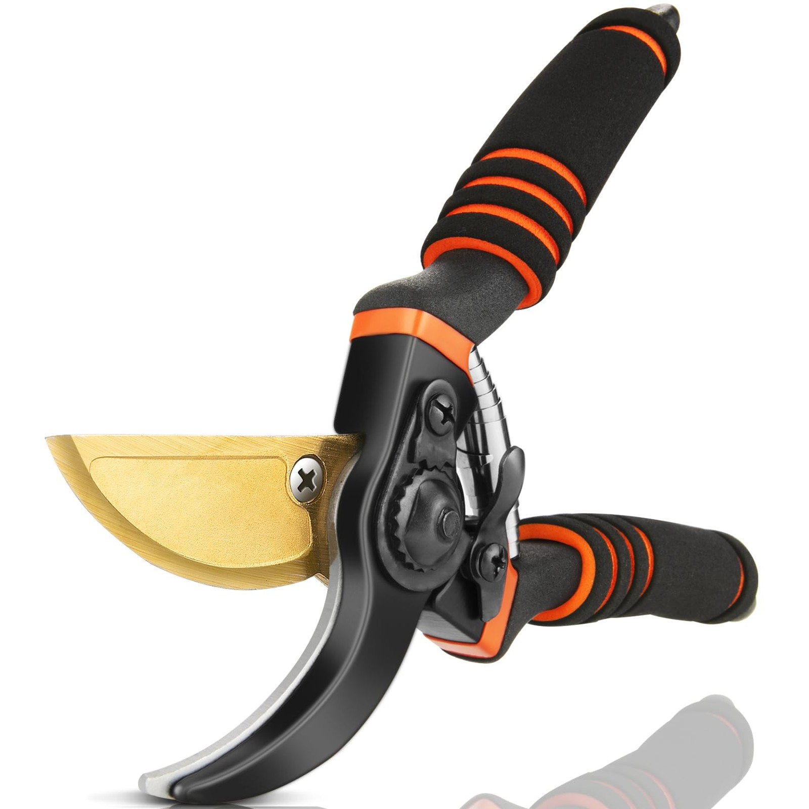 Pruning Shears, Garden Shears - Hewog 8.5" Professional Steel / Gold / Orange