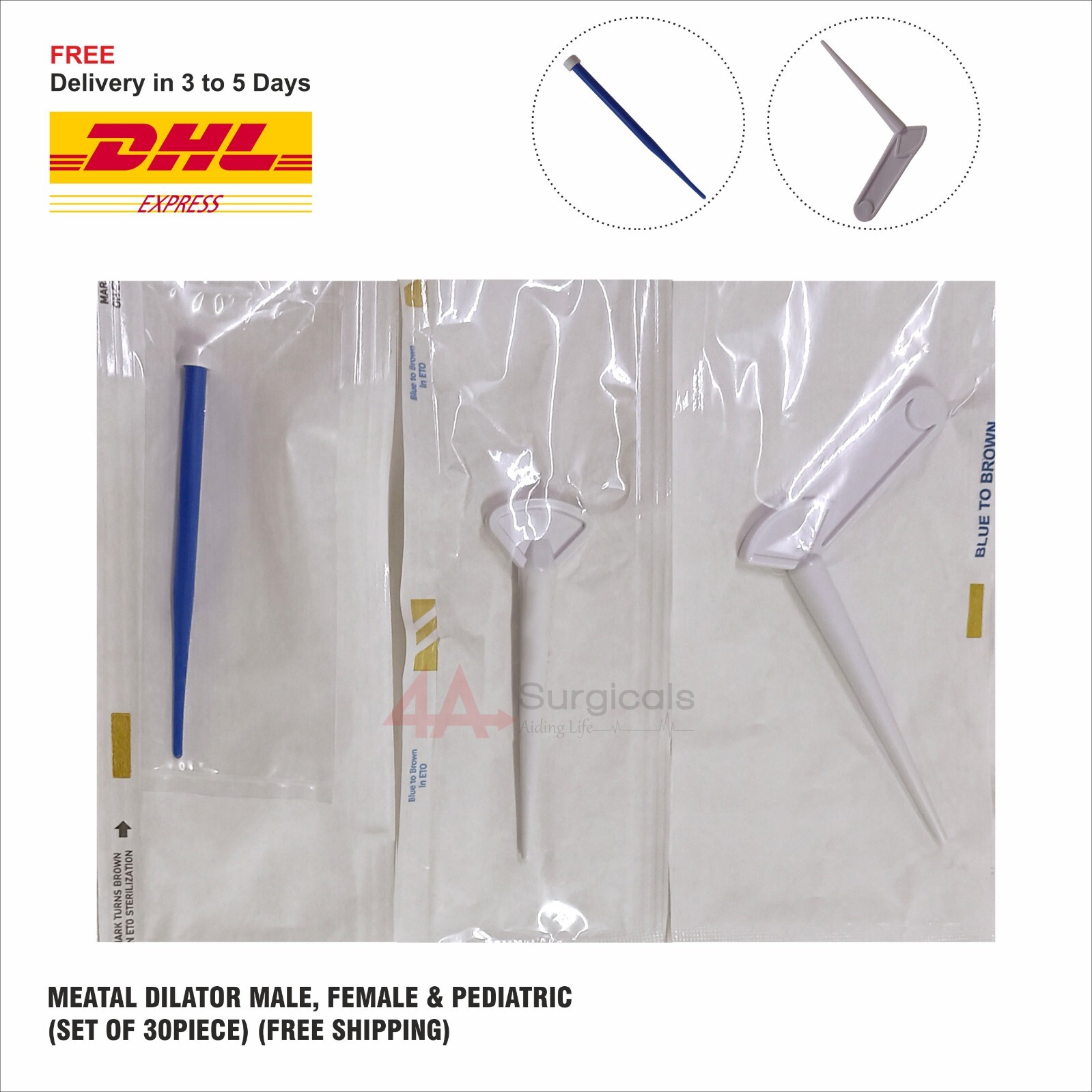 4A Meatal Dilator Male, Female & Pediatric (set of 30piece) (free shipping)