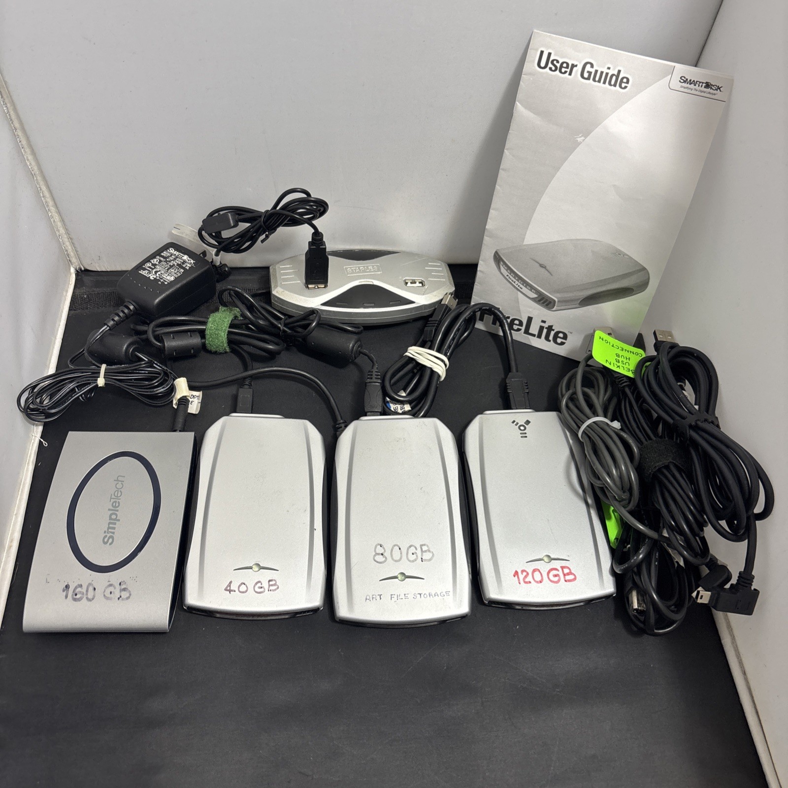 Lot Of Smartdisk Firelite External Storage Plus Cords And More Untested (A3)