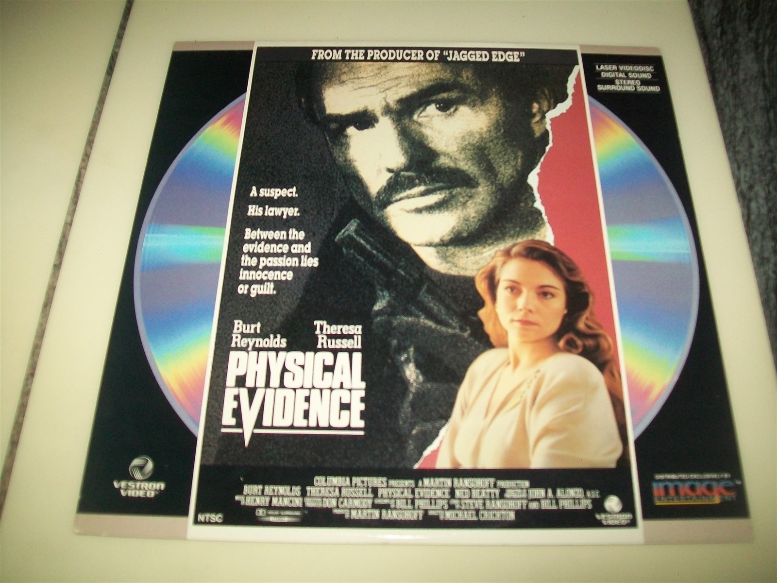 PHYSICAL EVIDENCE Laserdisc LD EXCELLENT CONDITION VERY RARE BURT REYNOLDS STARS