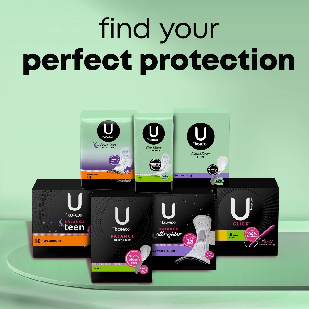 U by Kotex Clean & Secure Overnight Maxi Pads, 40 Count