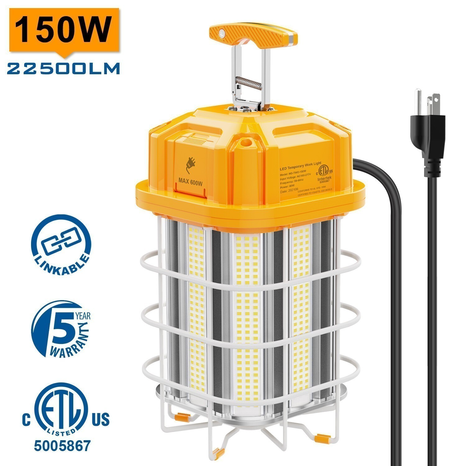 22500LM -150W LED Temporary Work Light Linkable Constructions Projects Lighting