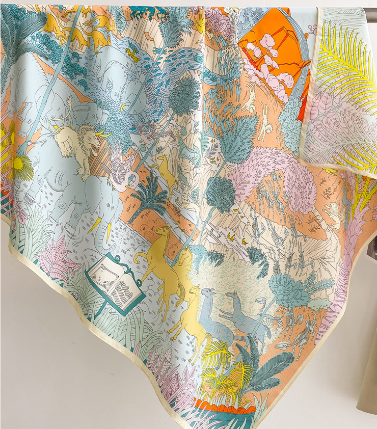 100% Mulberry Silk animal Print Neckerchief Shawl 35'' Scarf Square Bandanna new