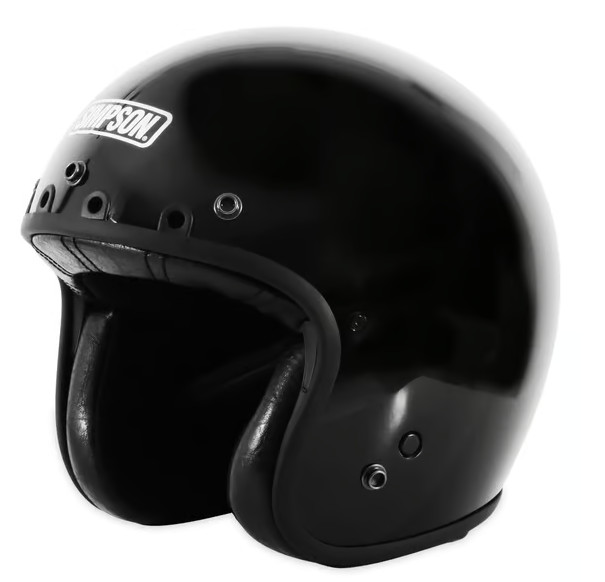 Simpson Motorcycle Black Chopper Helmet With Classic Retro Styles L Size CHOP2LG