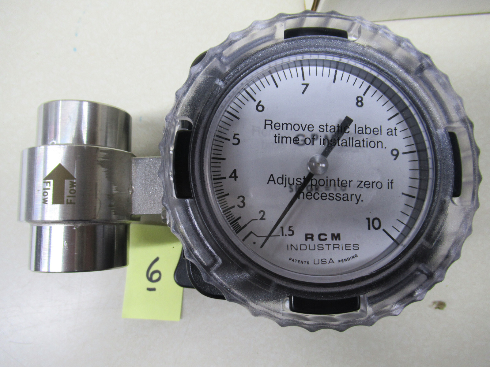 RCM 1-73-VUR-10-DEZ Flow Meter Gauge  Unused Since Calibrated-Have Certification