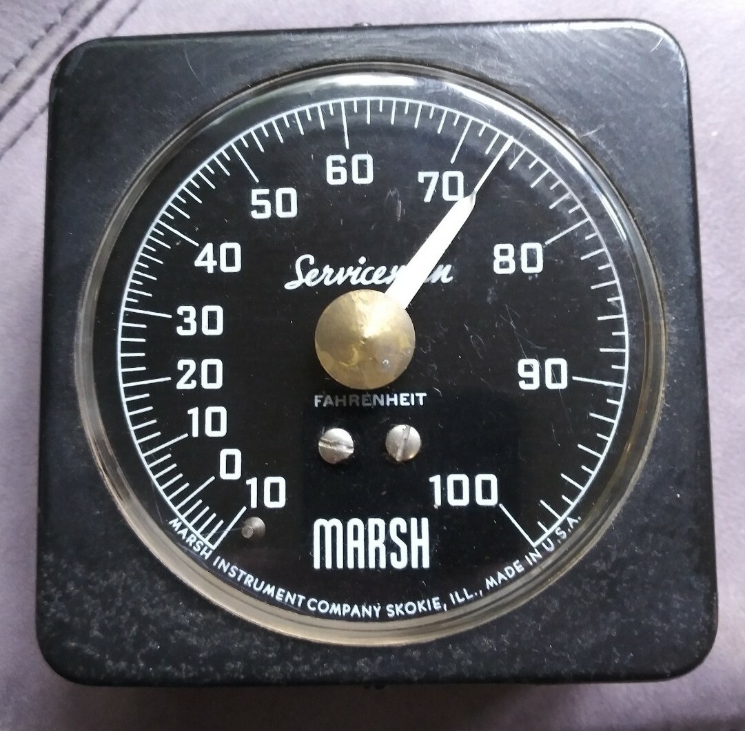 Vintage Industrial Thermometer Guage Made in USA Marsh Instrument Company Skokie