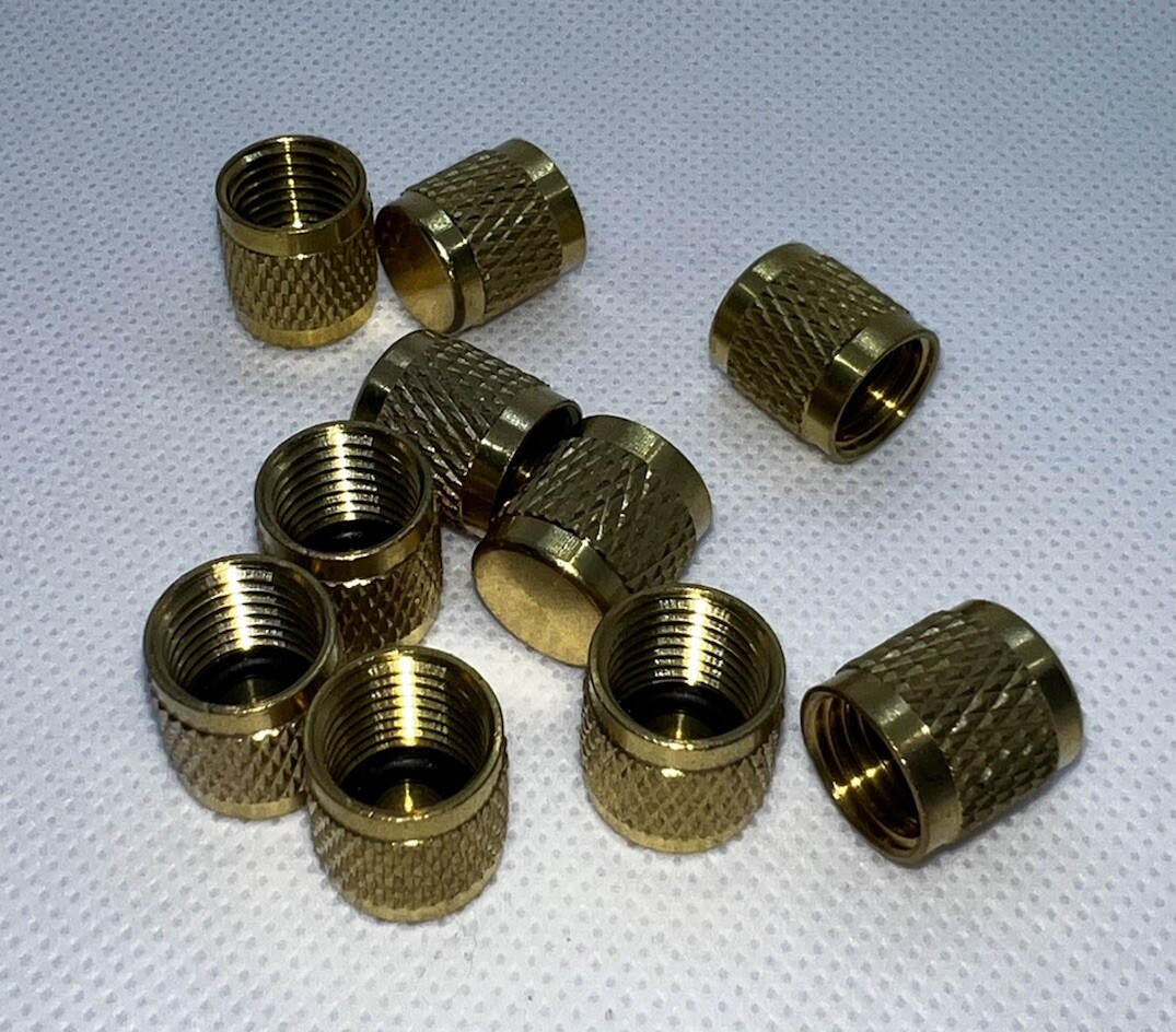 Brass Caps with Rubber O-rings - Seal HVAC Access Ports 1/4” Cap -10 PACK