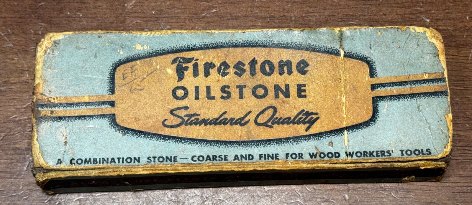 Vintage Firestone Sharpening Oilstone With Original Box