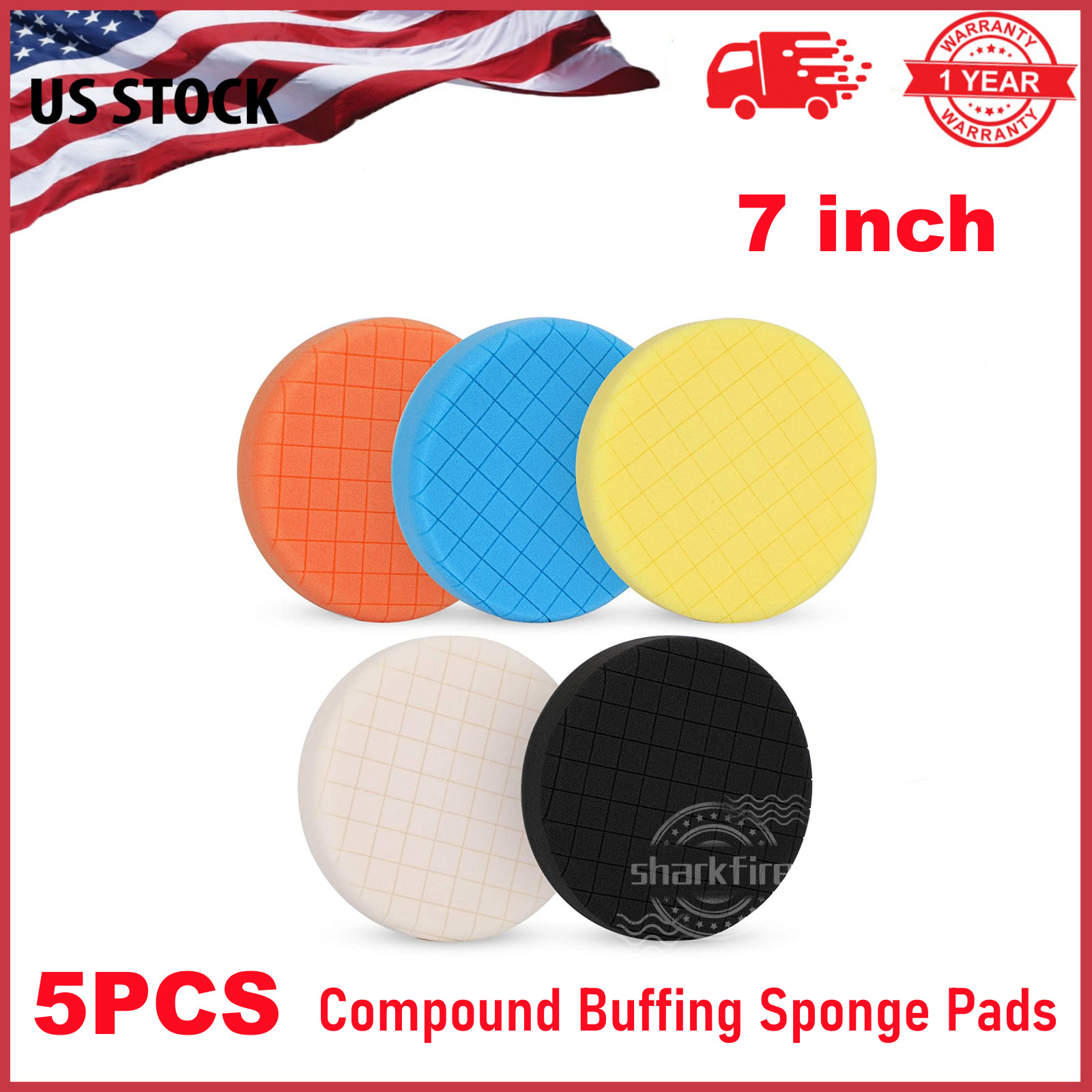 7 inch Compound Buffing Sponge Pads for Car Buffer Polisher Polishing and Waxing