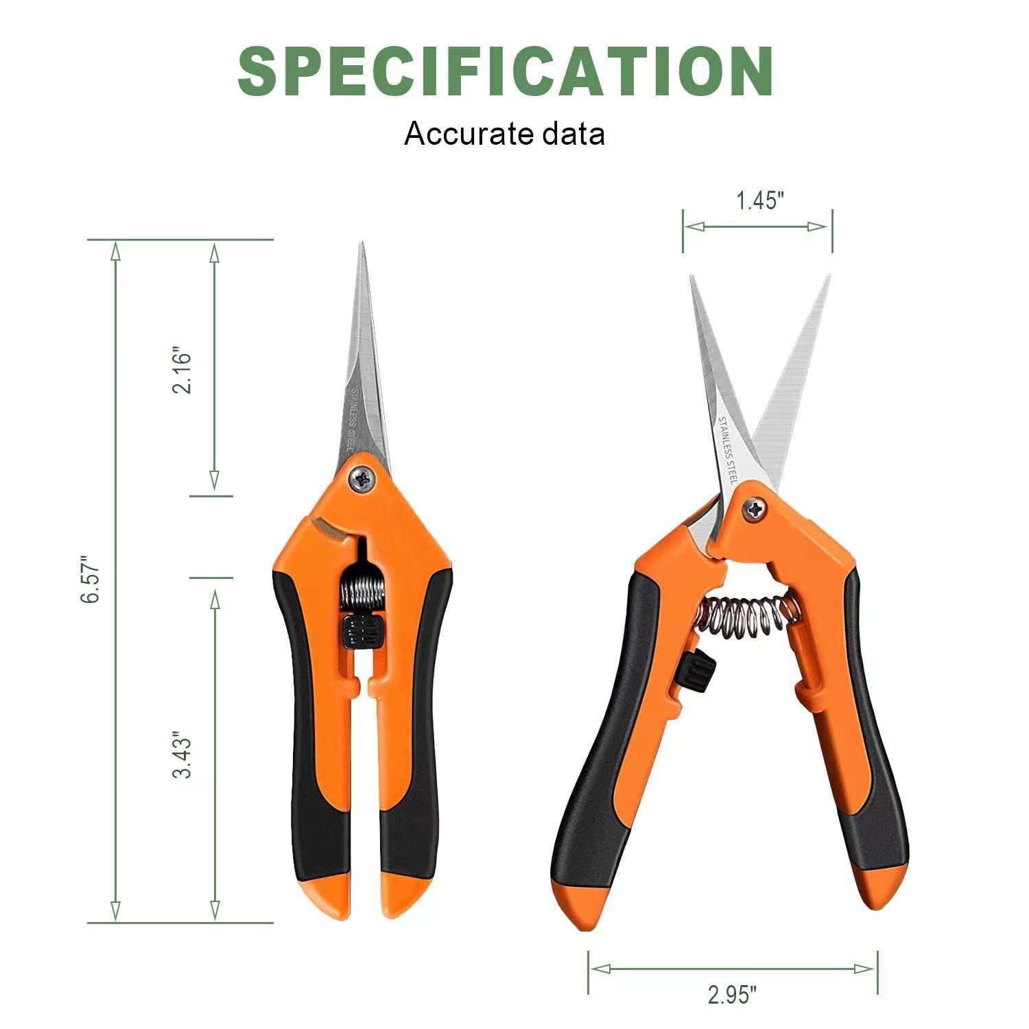 DAMOTEC Hand Pruner， Pruning Shear，Garden clippers, snip scissors, Orange