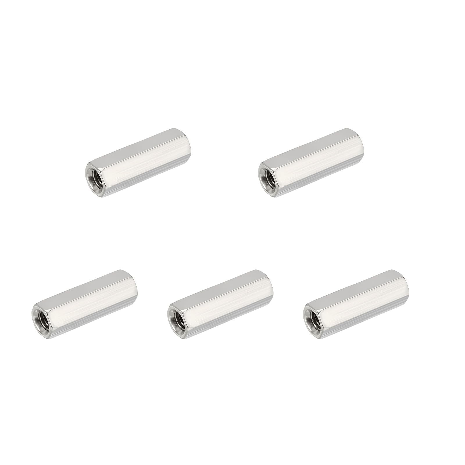 Hex Coupling Nuts, M5 x 0.8-Pitch 30mm/1.18 Length Metric Coarse Thread, 5 Pa...