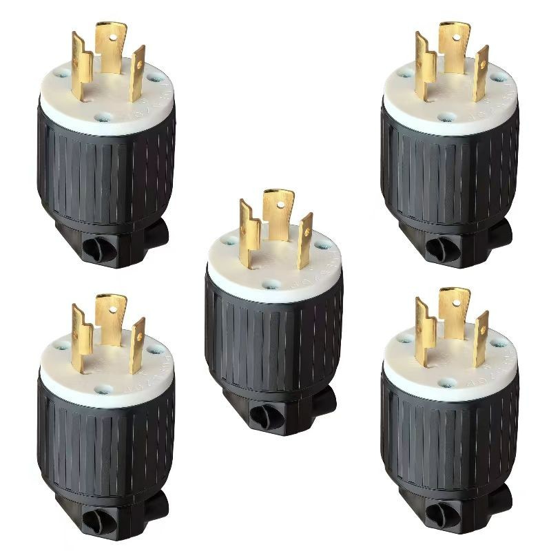 （5 Pack）Nema L5-20P Generator Locking Plug, 20A 125V , 2 Pole 3 Wire ETL Listed