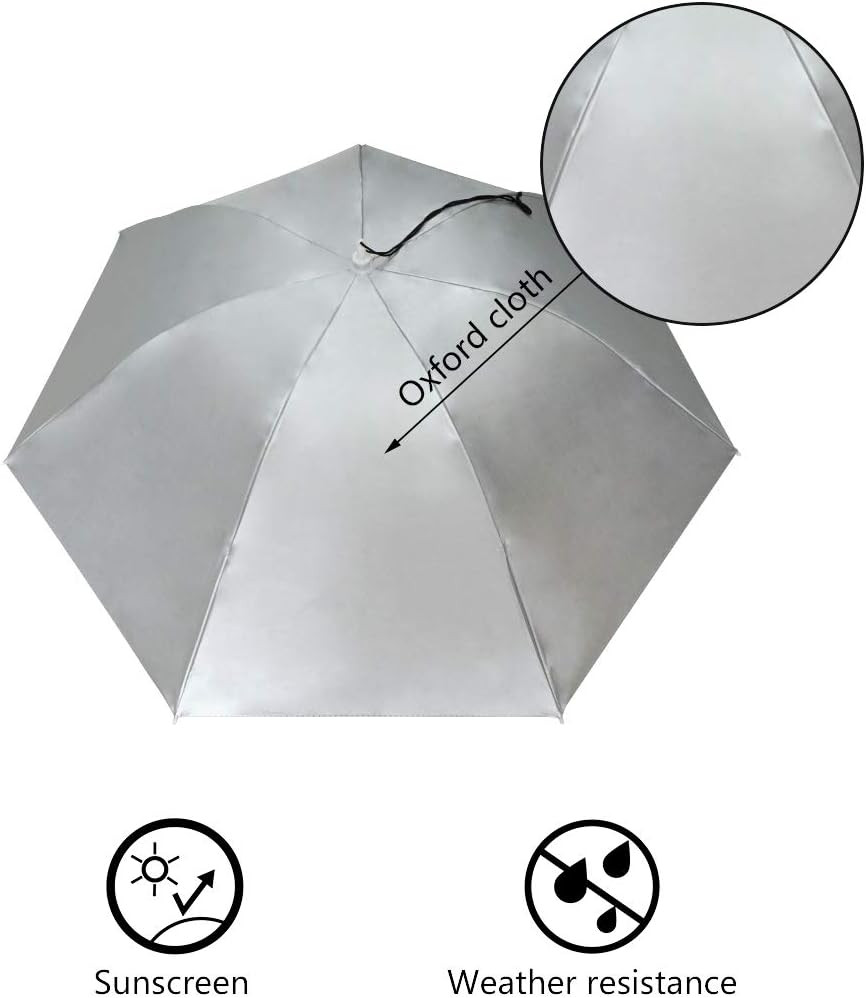 Fishing Umbrella Hat Folding Adjustable Sun Rain Silver/Blue(Single layer)