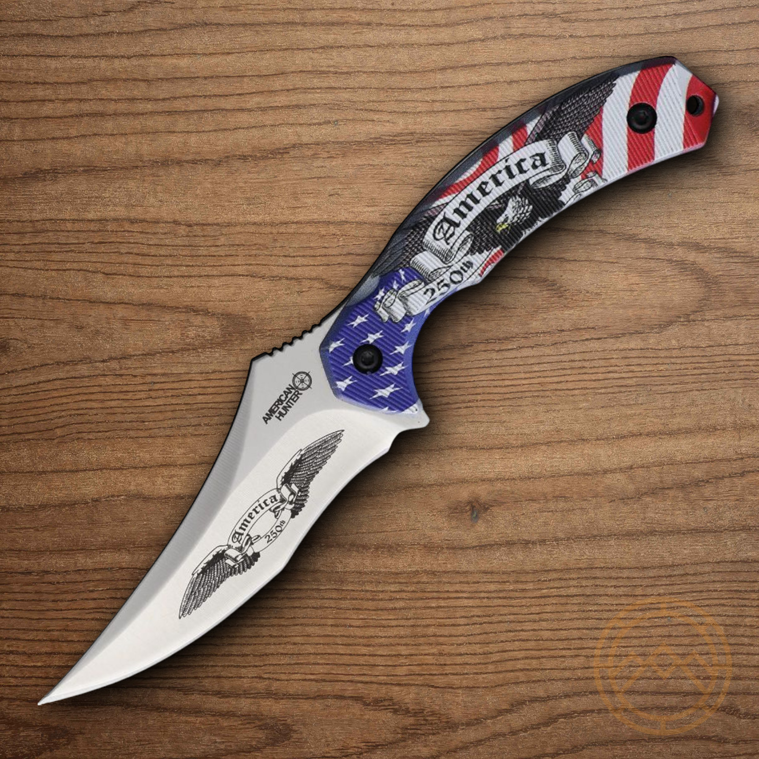 American Hunter 250th Fixed Knife 3.5" Stainless Steel Blade Synthetic Handle