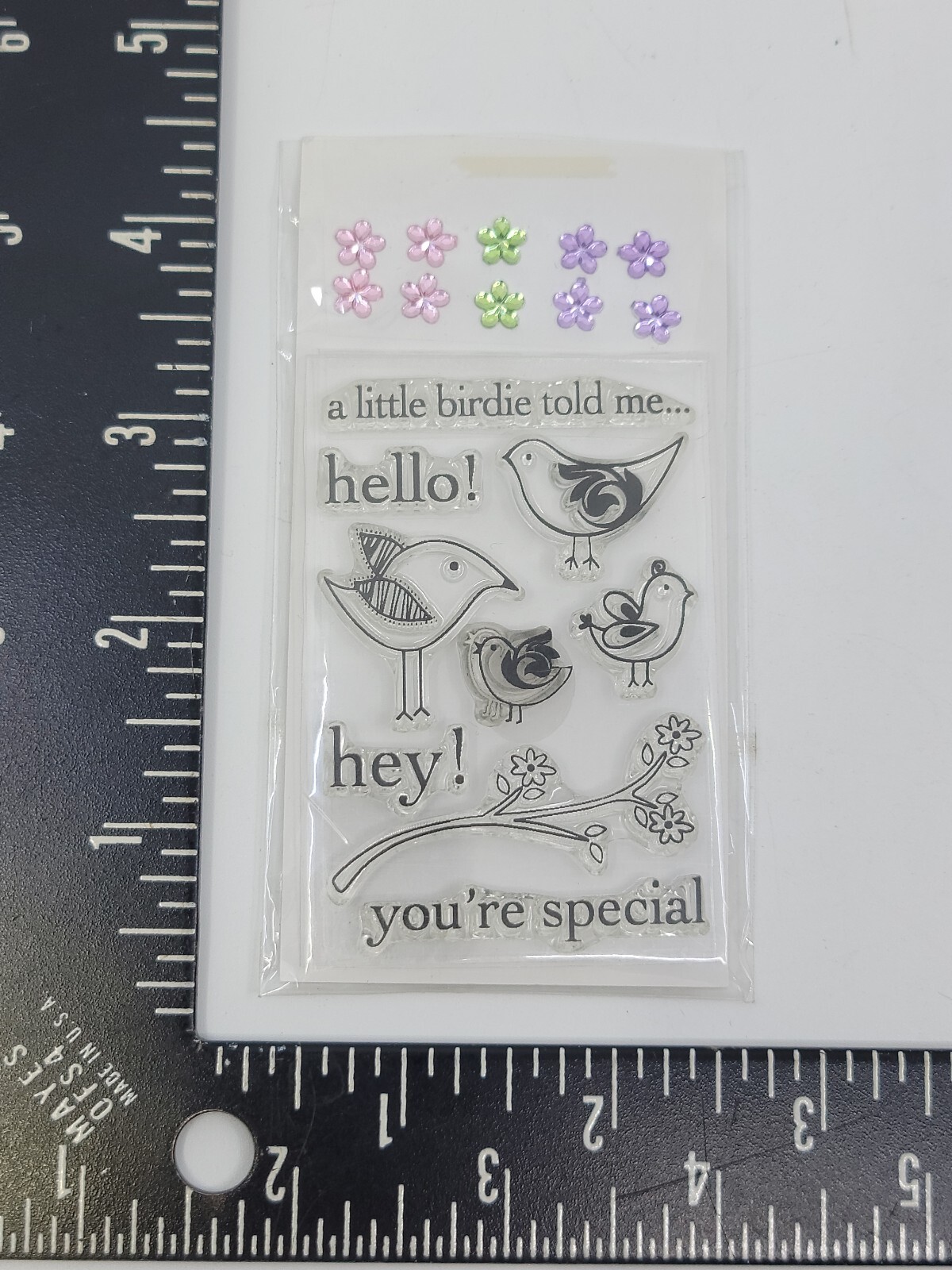 Scrapbooking Silicon Clear Stamps Block Unmounted Birds & Gems New