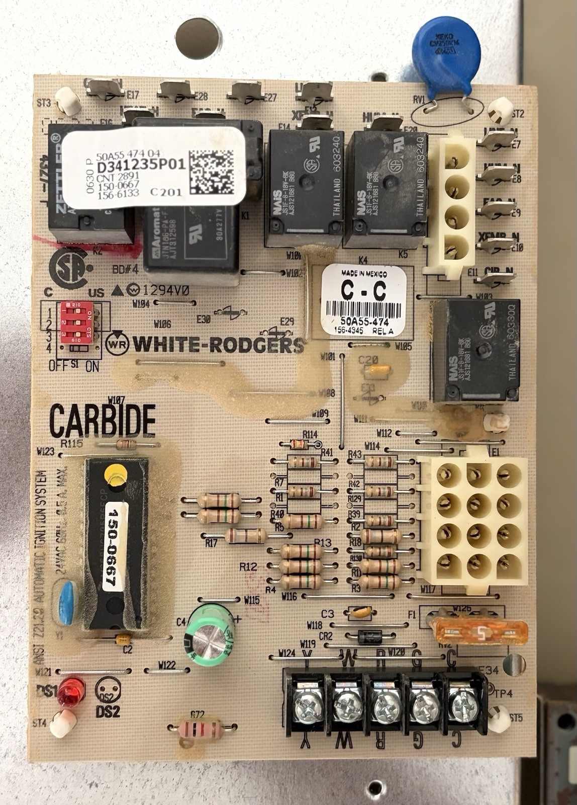 Furnace Control Circuit Board 50A55-474-04 D341235P01 White-Rodgers