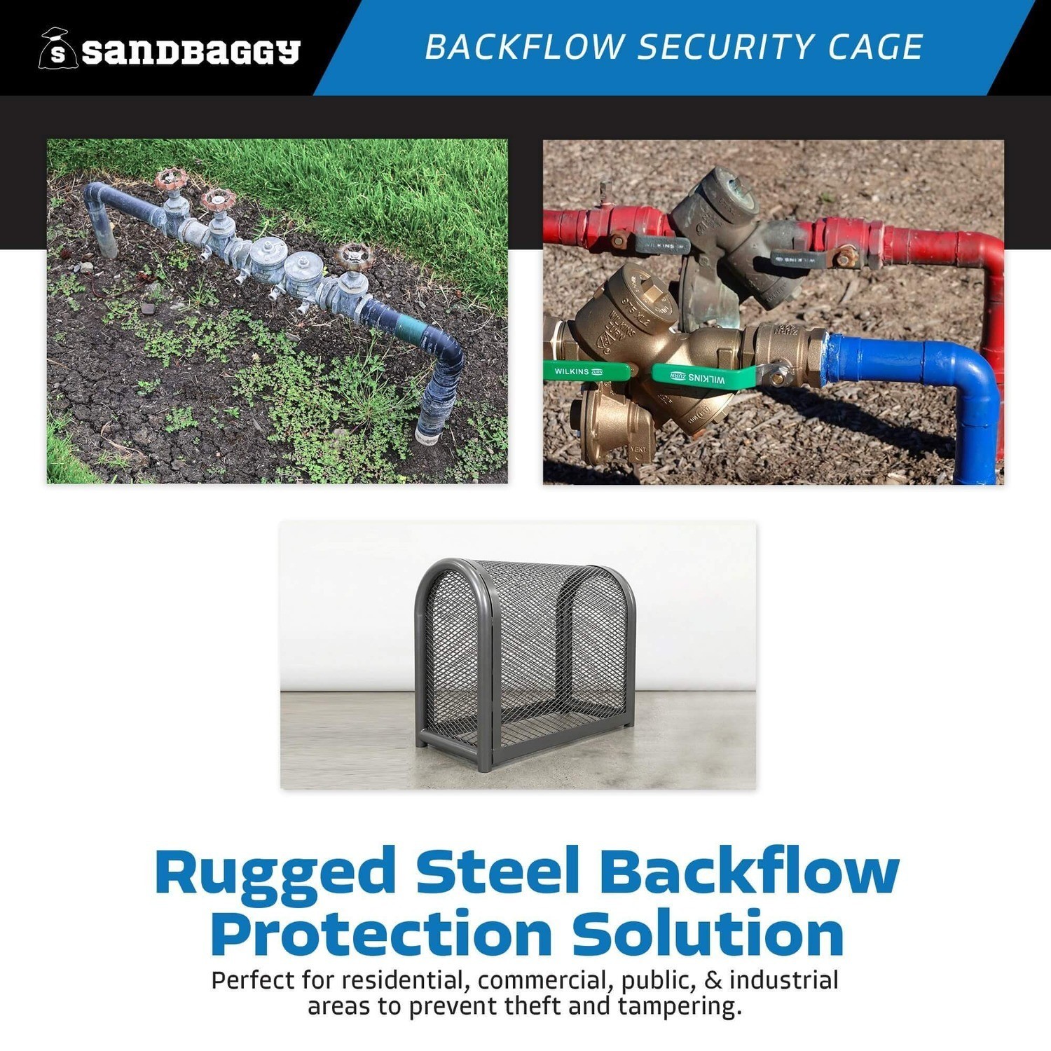Backflow Security Cage – Backflow Preventer Enclosure (Gray, Medium) - Sandbaggy
