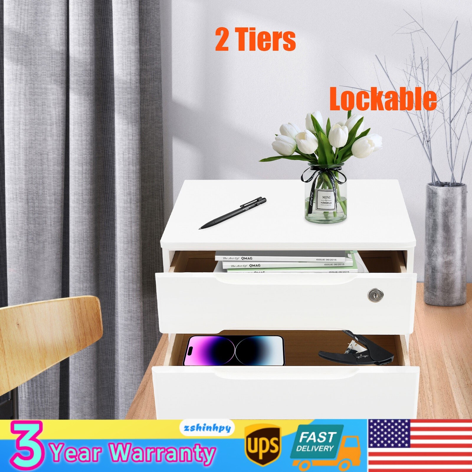 Wooden Desktop Storage Box, Desk Organizer, Desktop Storage Box with Drawers