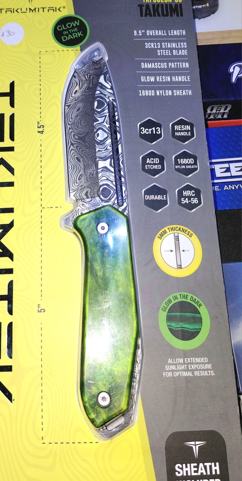 Takumi TKF502GN-CS Glow In Dark Green Handle