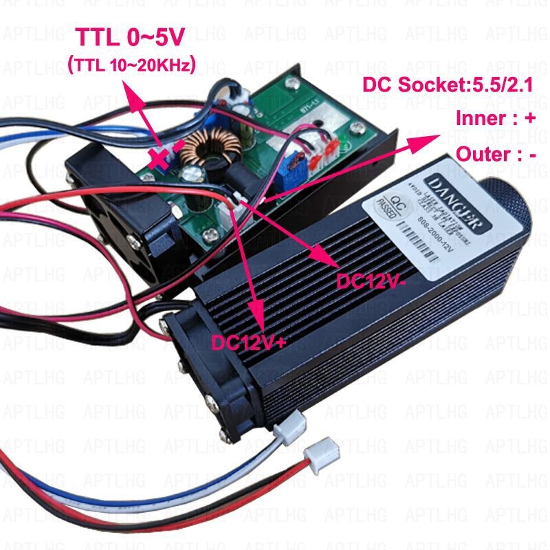 High Quality Good cooling 2W 2000mW 808nm IR laser module focusable Laser module