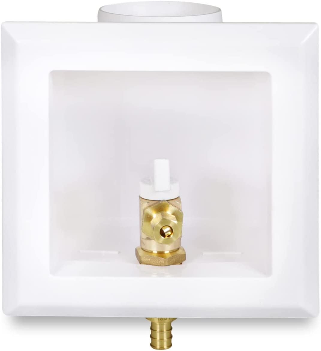 Icemaker Outlet Box with Mount Valves 1/2''in PEX A White ABS (Single) Expansion