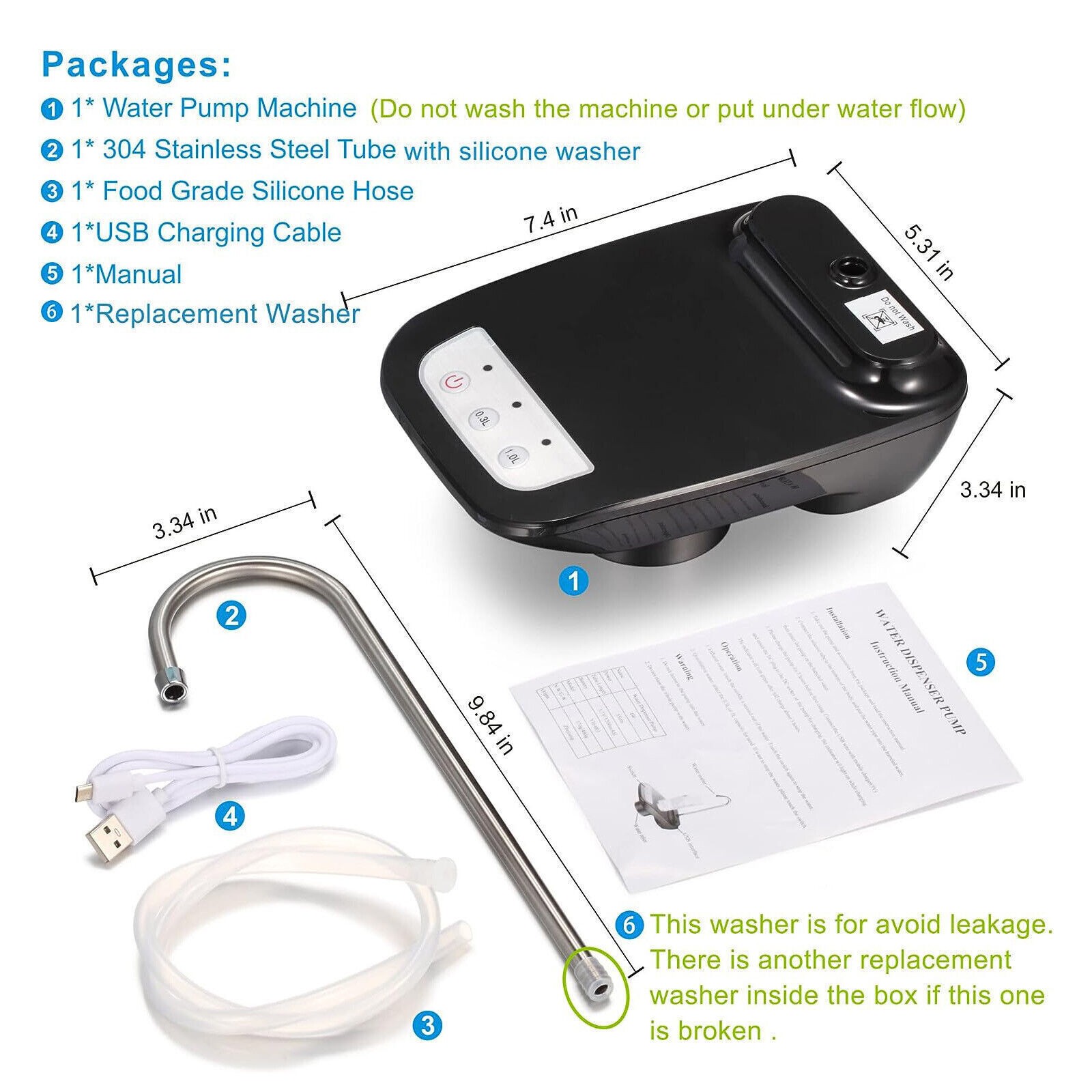 5 Gallon Water Bottle Switch Pump Electric Automatic Universal Dispenser USB NEW