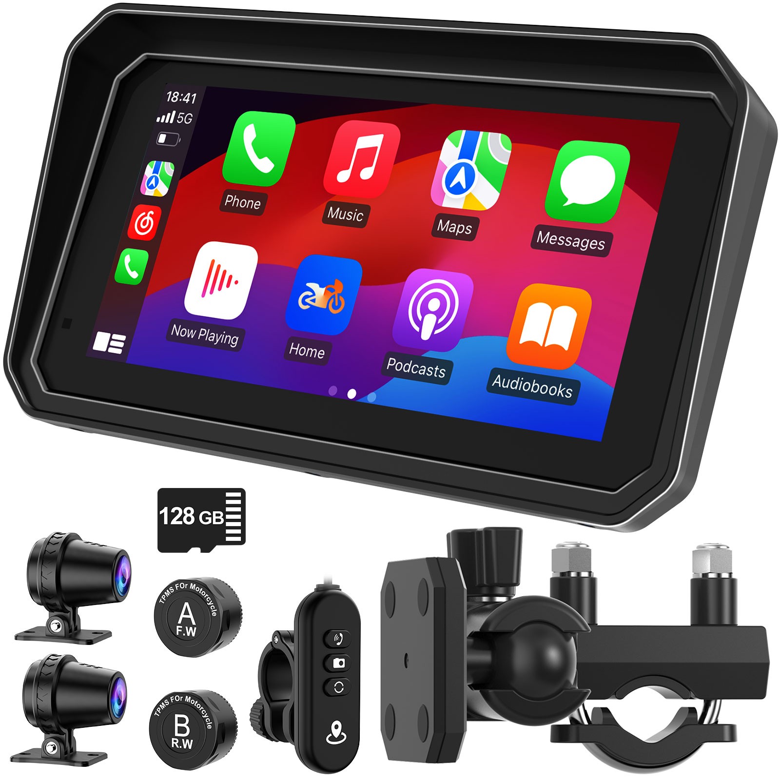 2026 6" Portable Motorcycle CarPlay GPS(Includes 128G SD) Wireless Android Auto