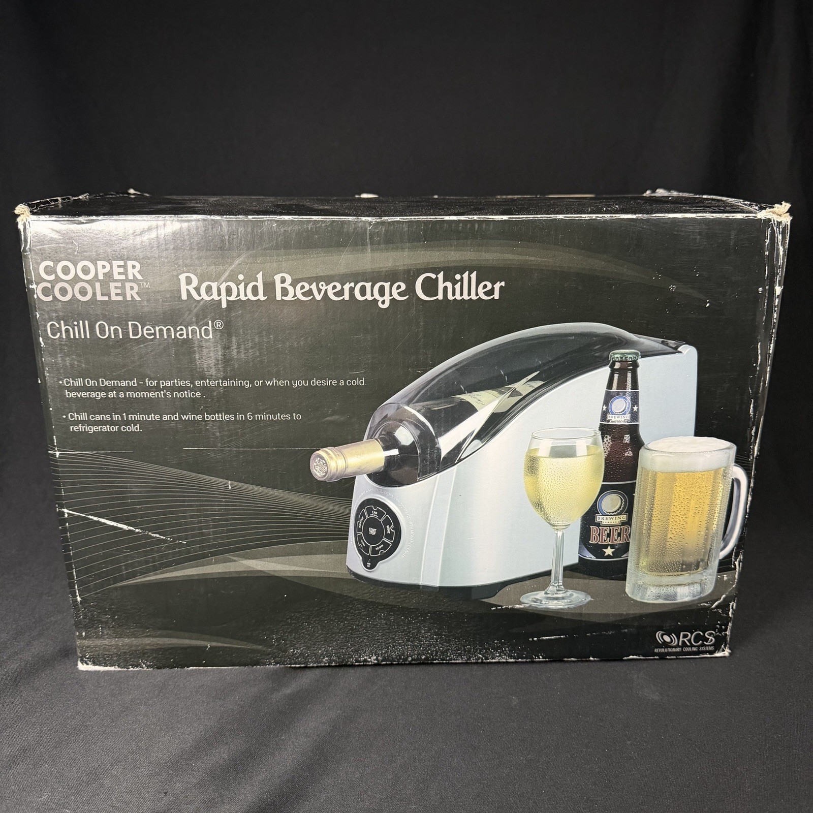 Cooper Cooler Rapid Beverage Chiller Chill On Demand Can Bottle Wine NEW w/Box