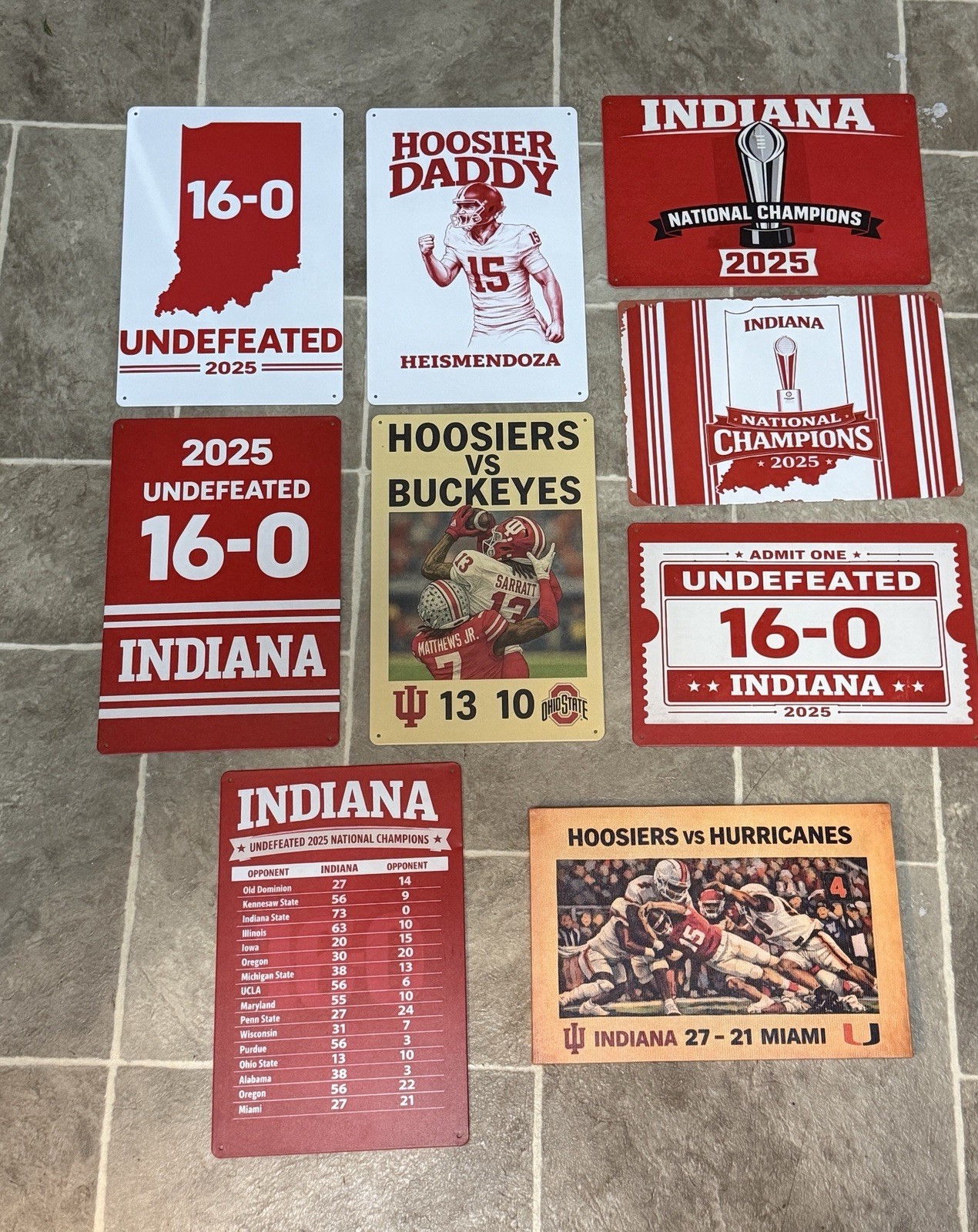 9 Sign Bundle: Indiana Football National Championship Hoosiers DX