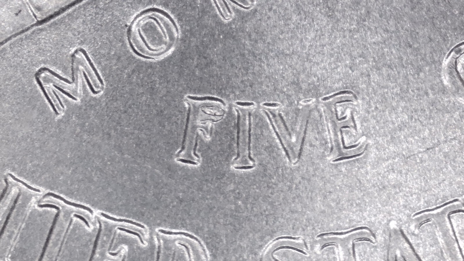 2022 P Jefferson Nickel Reverse Die Break Chip Error ("F" in Five) #122