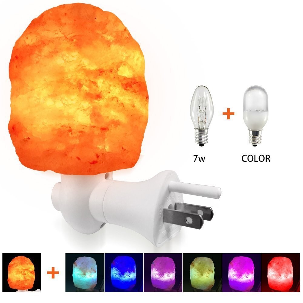 7-Color Himalayan Salt Lamp Plug-in Night Light for Home Wall Decor