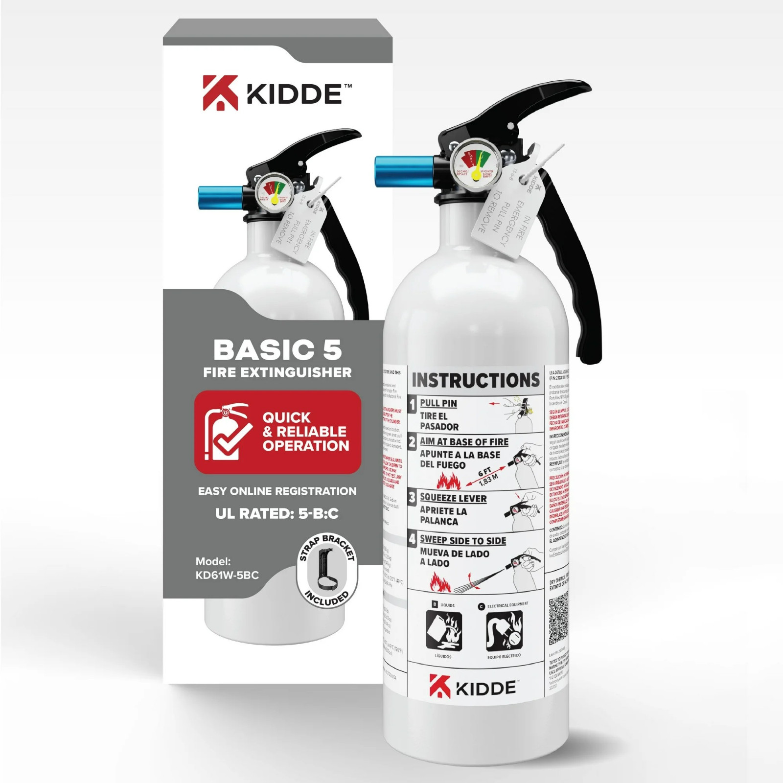 Kidde Fire Extinguisher for Vehicles, Cars, Single Use 5BC