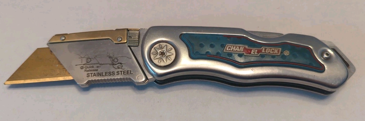 Channellock Stainless Steel Quick-Change Lock Back Folding Utility Knife Cutter