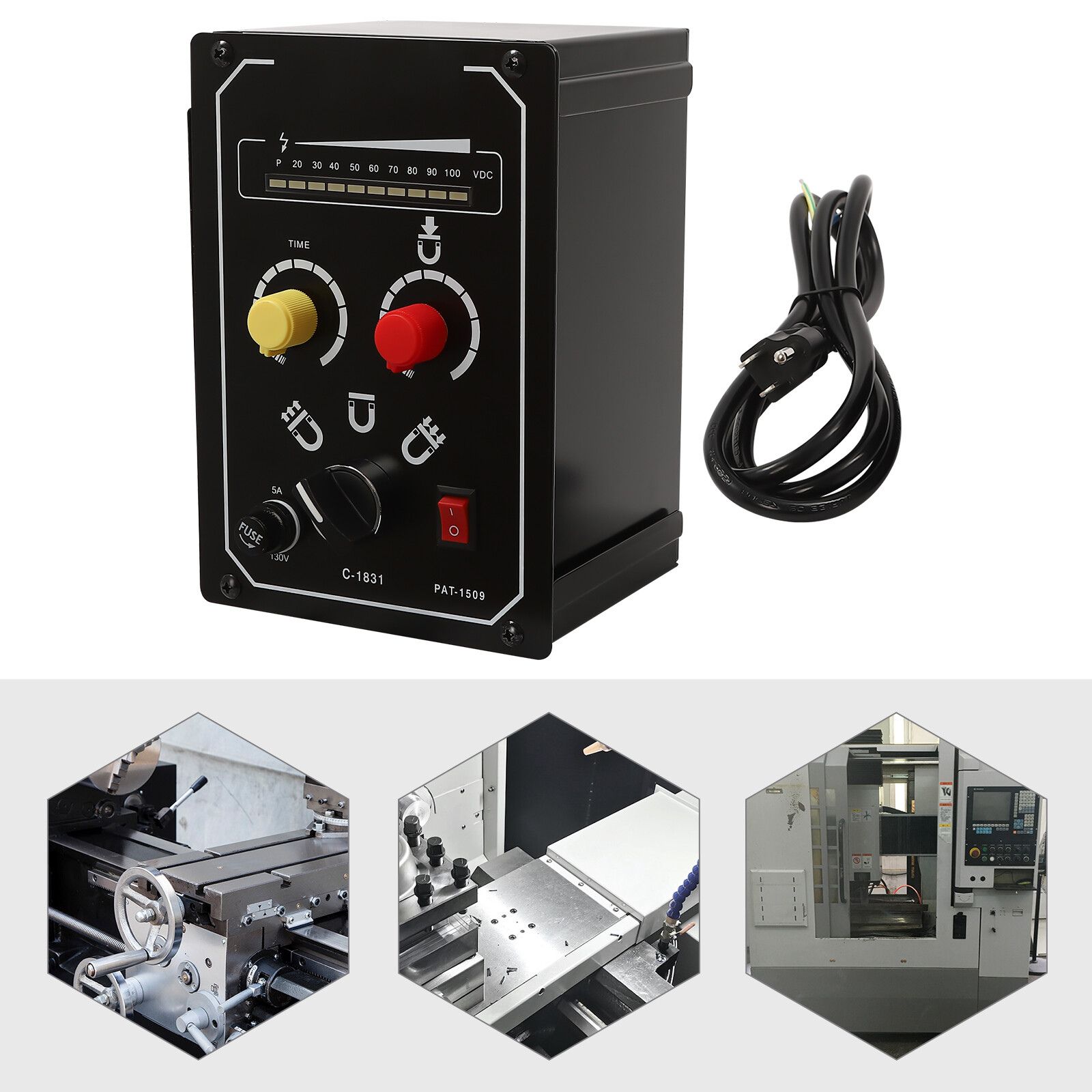 Electro Magnetic Chuck Controller 0-100V 5A DC Magnetic Force Adjustable 110V