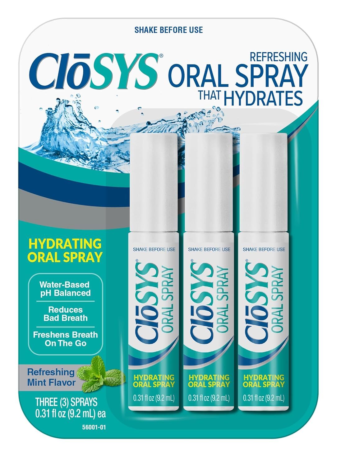 CloSYS Oral Breath Spray, Sugar Free Mouth Spray 0.31oz - 3 Count