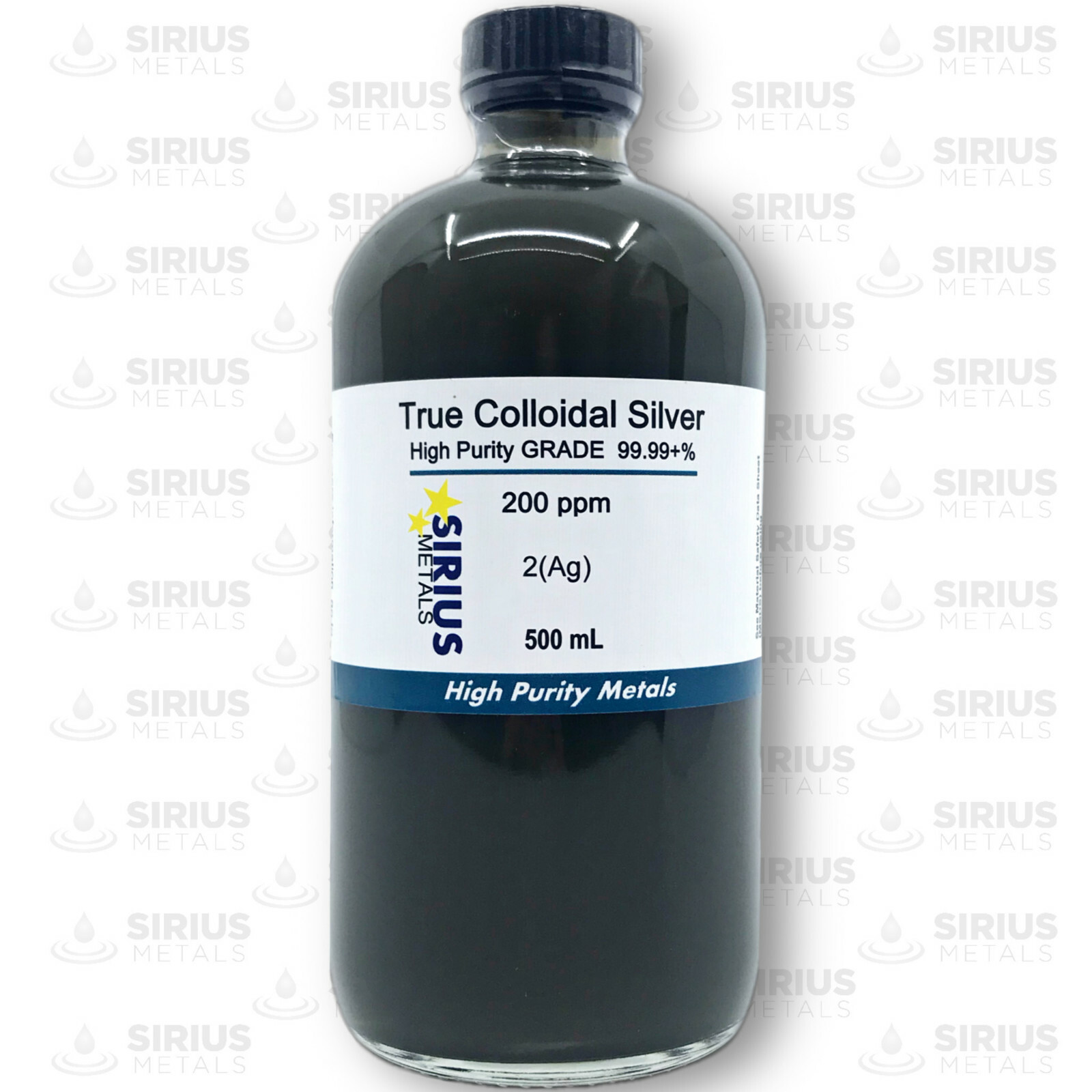 True Colloidal Silver - 200 ppm - 500 mL (16.9 Fl Oz) in Clear Glass Bottle
