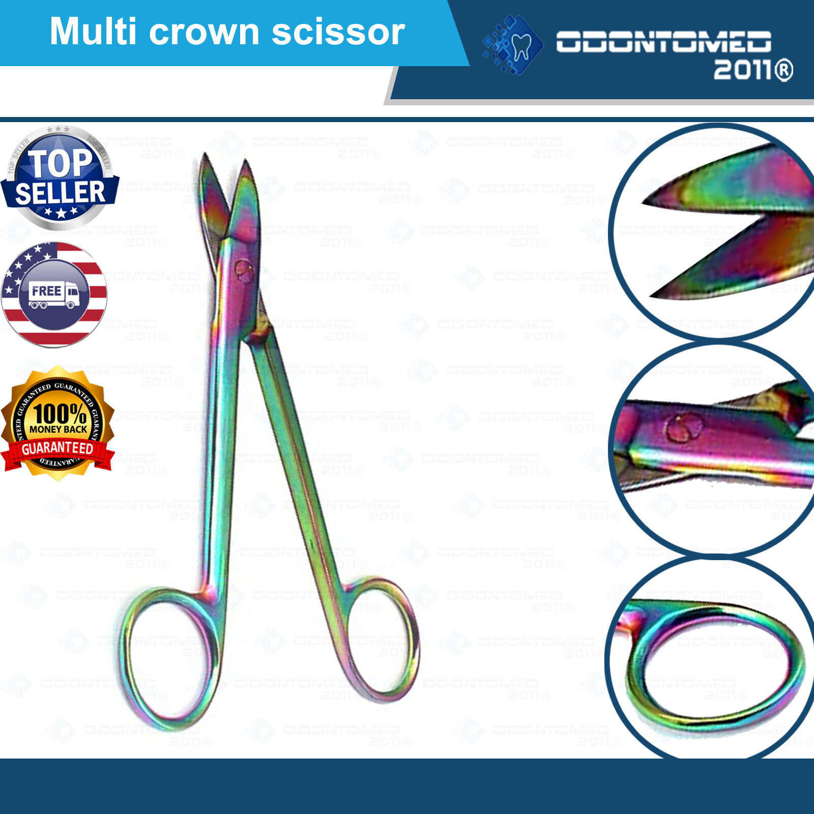 CROWN Beebee Scissors 4.5'' Rainbow Multi-Color Dental Surgical Instruments