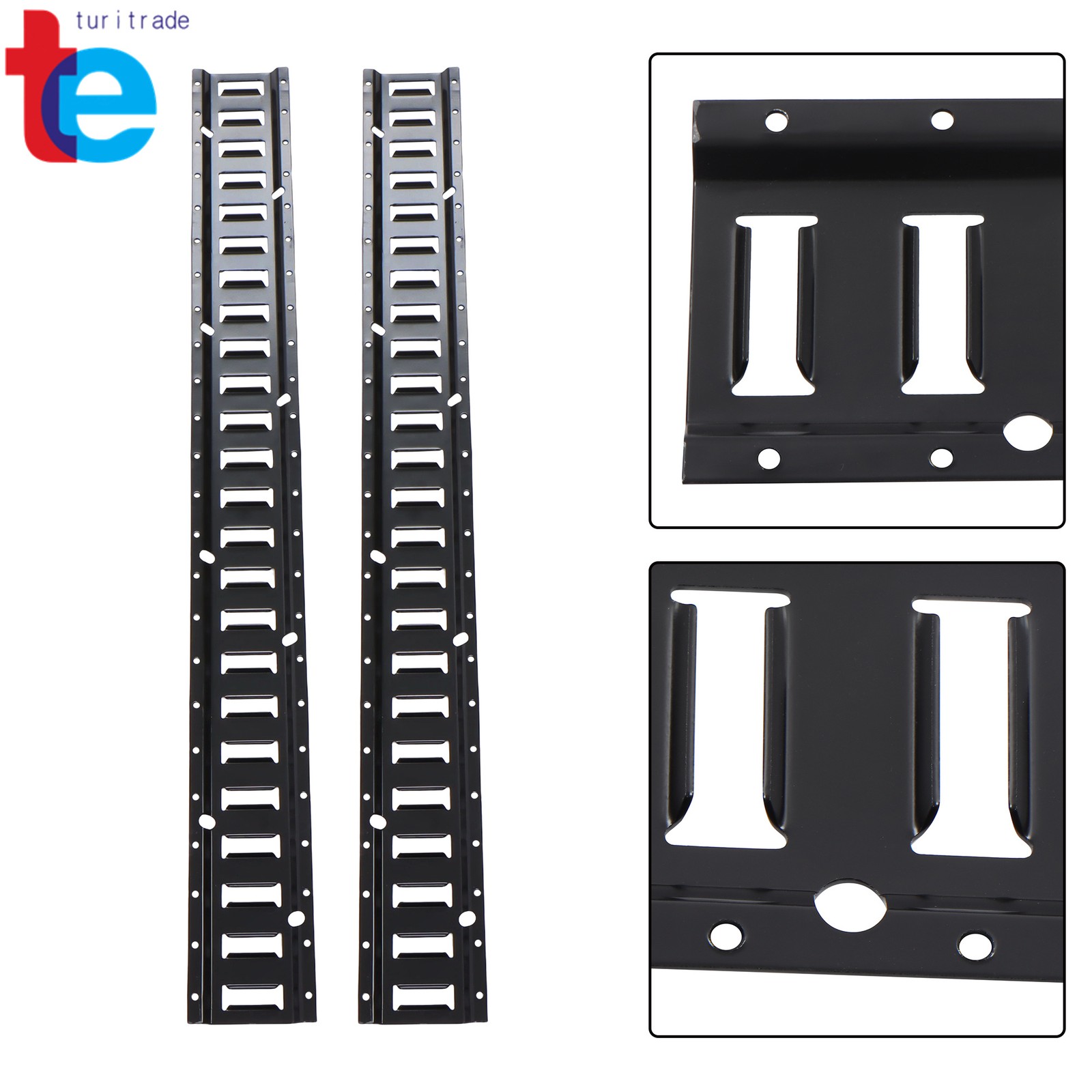 2 Pack 4' E Tie Down Rail Kit For Cargo Trailers Power Coated E-Tracks