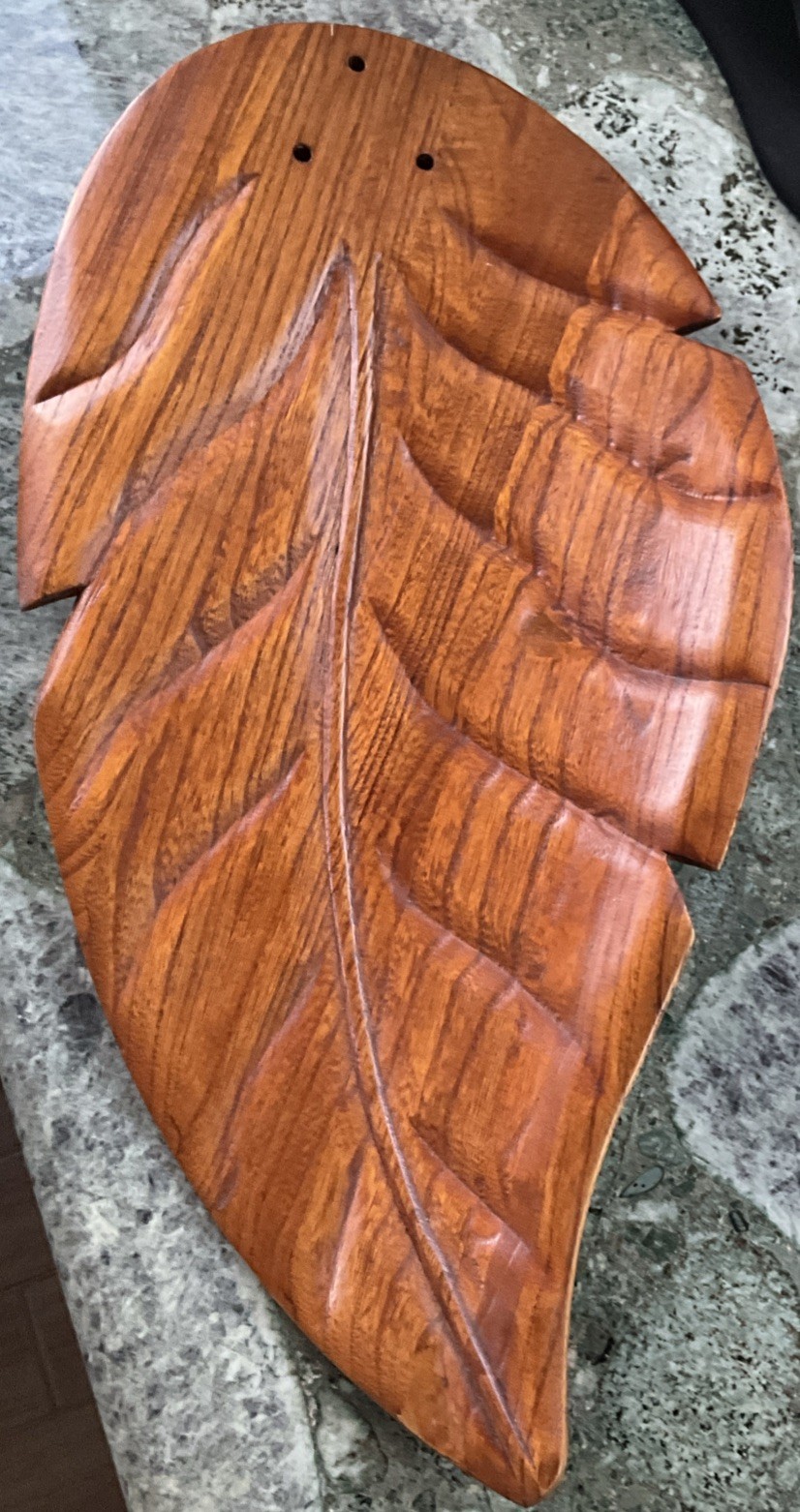 Vintage Carved Wood Leaf 12x24”.Slightly Bent. For Decor, Crafts, Or Fan Blade