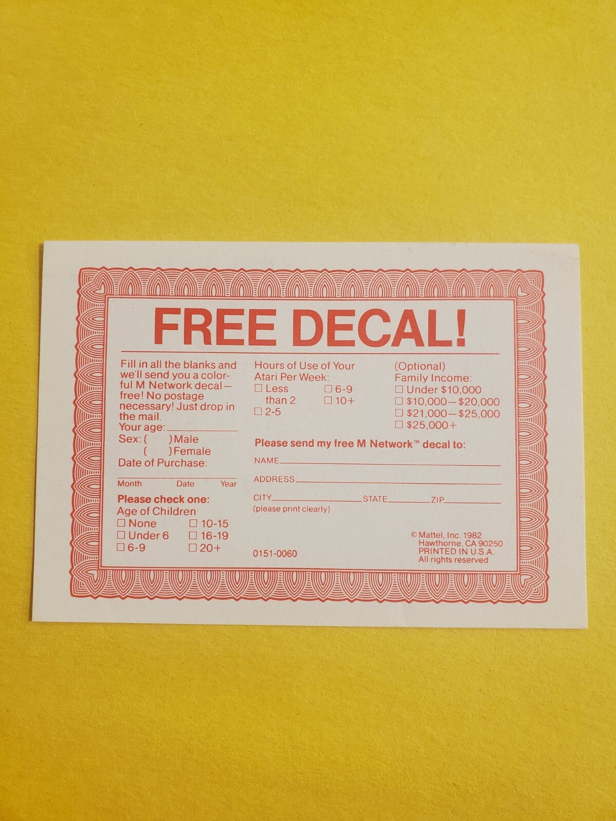 Atari Free Decal Insert