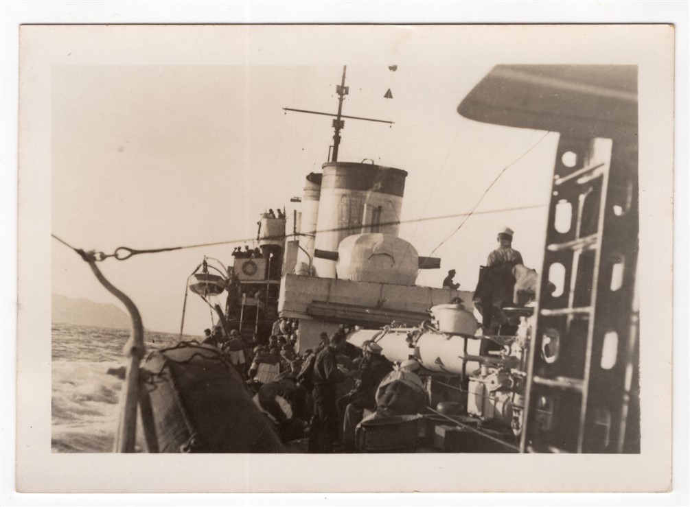 WW2 RPPC Italian Destroyer Transporting German Soldiers Orig Real Photo Postcard