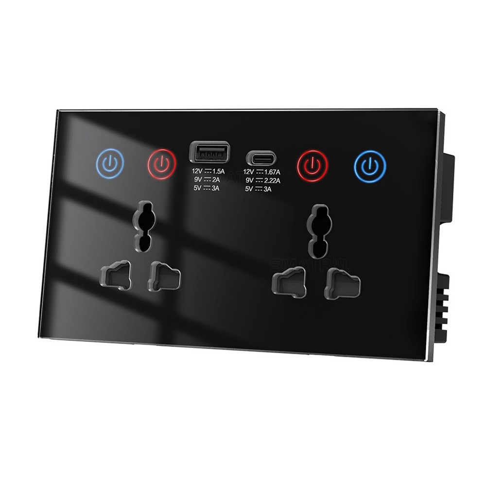 WiFi Smart Socket USB+Type-C 15W Wall Socket Universal Plug Outlet Power Monitor