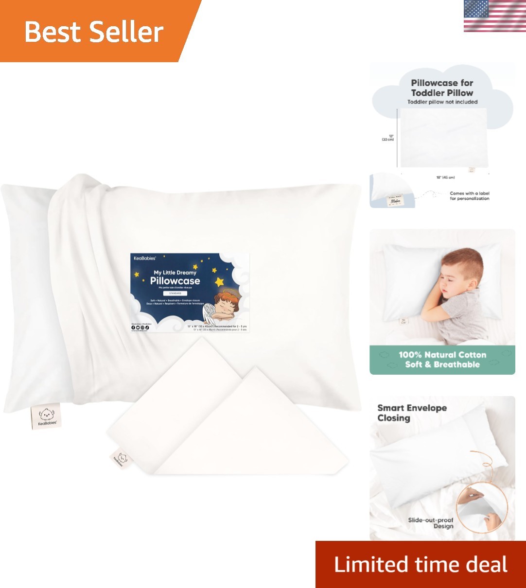Soft & Breathable Toddler Pillowcase 13x18 - OEKO-TEX Certified Comfort for Kids