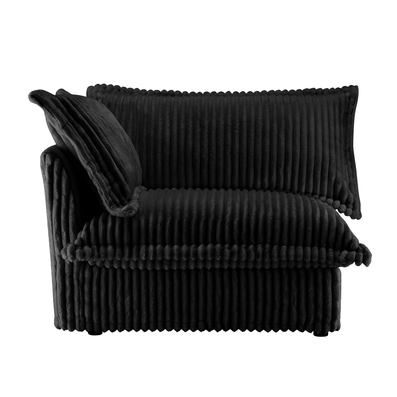 Modern Sofa with Pillows Included, Black, 1 Chair and Ottoman