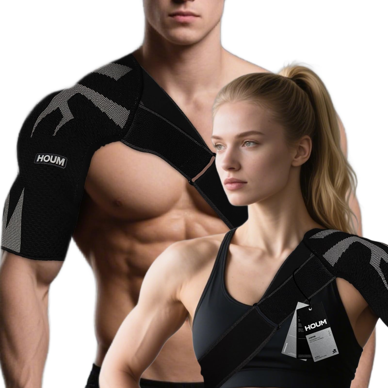 HOUM Rotator Cuff Shoulder Brace with Adjustable Compression Sleeve, Hot/Cold...