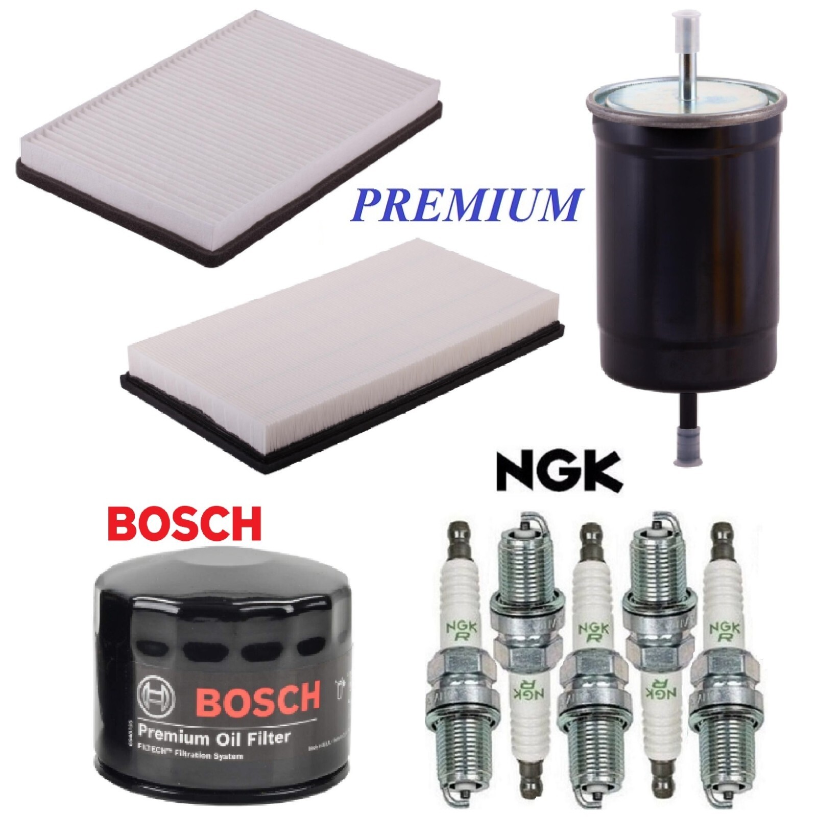 Tune Up Kit Cabin Air Oil Fuel Filters Spark Plugs for VOLVO V70 1999